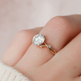 1.50 CT Round Twig Style Moissanite Engagement Ring - crownmoissanite