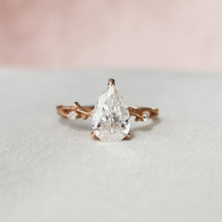 1.5 CT Pear Shaped Moissanite Twig Style Engagement Ring - crownmoissanite