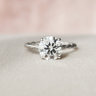 2.5 CT Round Cut Solitaire & Twisted Band Moissanite Engagement Ring - crownmoissanite