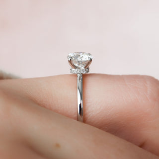 1.0 CT Round Hidden Halo Moissanite Engagement Ring - crownmoissanite