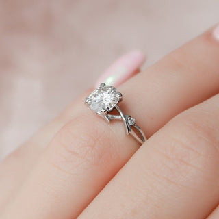 1.0 CT Round Cut Twig Style Pave Moissanite Engagement Ring - crownmoissanite