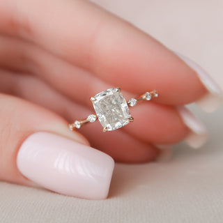 2.0 CT Cushion Dainty Pave Moissanite Engagement Ring - crownmoissanite