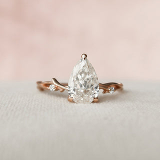 1.5 CT Pear Shaped Moissanite Twig Style Engagement Ring - crownmoissanite