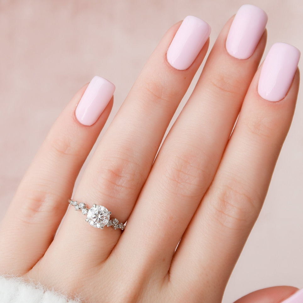 1.0 CT Round Cluster Style Pave Moissanite Engagement Ring - crownmoissanite