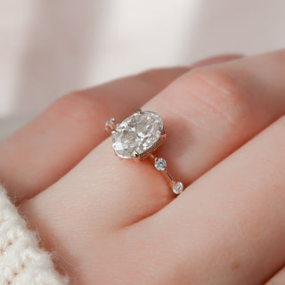 1.5 CT Oval Cut Dainty Pave & Solitaire Moissanite Engagement Ring - crownmoissanite