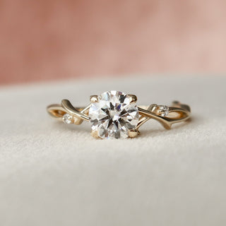 1.0 CT Round Shaped Moissanite Twig Style Engagement Ring - crownmoissanite