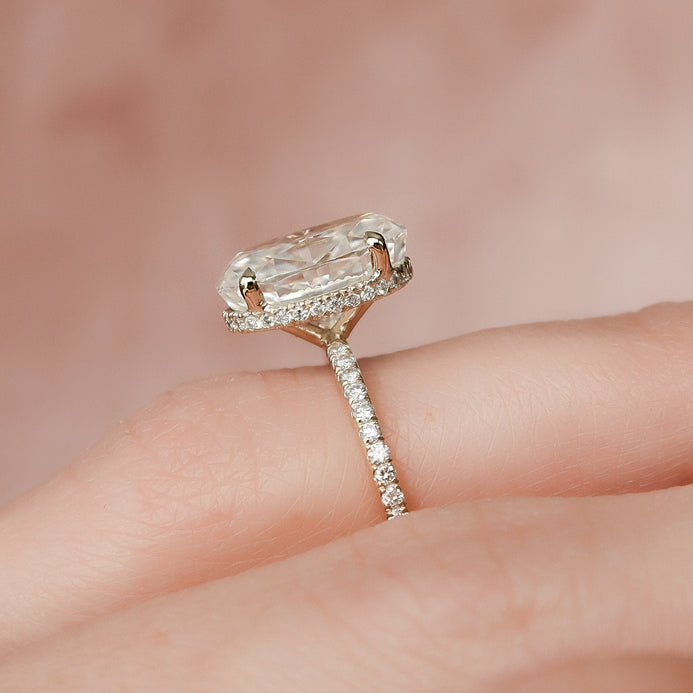 3.5 CT Oval Hidden Halo & Pave Moissanite Engagement Ring - crownmoissanite