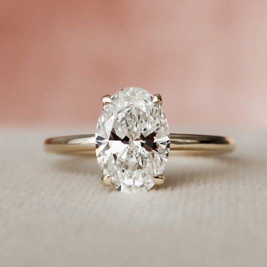 1.5 CT Oval Hidden Halo Moissanite Engagement Ring - crownmoissanite