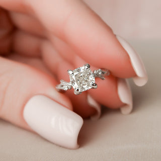 1.50 CT Cushion Twig Style Moissanite Engagement Ring - crownmoissanite