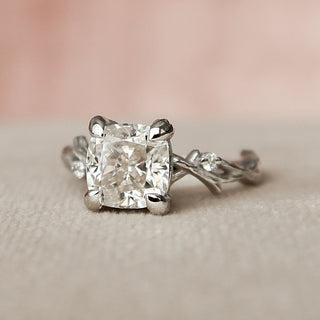 1.50 CT Cushion Twig Style Moissanite Engagement Ring - crownmoissanite