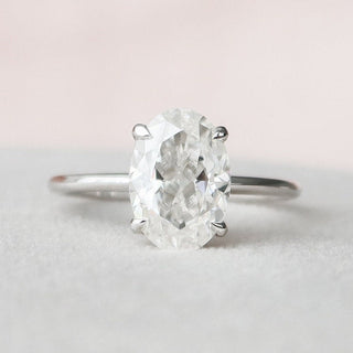 2.0 CT Oval Solitaire & Hidden Halo Moissanite Engagement Ring - crownmoissanite