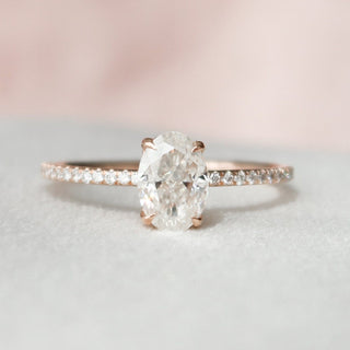 1.0 CT Oval Hidden Halo & Pave Setting Moissanite Engagement Ring - crownmoissanite