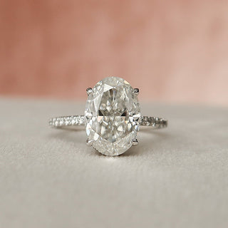 3.0 CT Oval Pave Setting & Hidden Halo Moissanite Engagement Ring - crownmoissanite