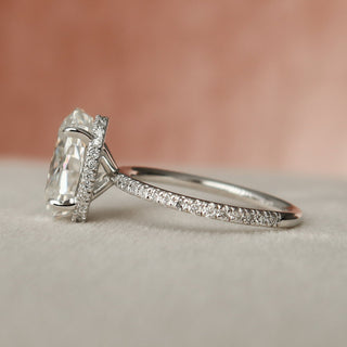3.0 CT Oval Pave Setting & Hidden Halo Moissanite Engagement Ring - crownmoissanite