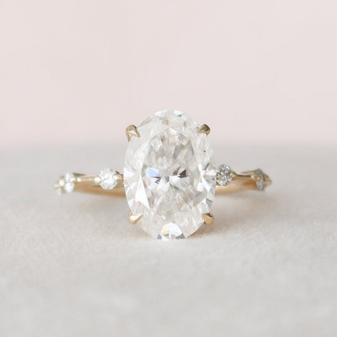 3.0 CT Oval Cut Dainty Pave Setting Moissanite Engagement Ring - crownmoissanite