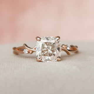 2.0 CT Cushion Twig Style Moissanite Engagement Ring - crownmoissanite