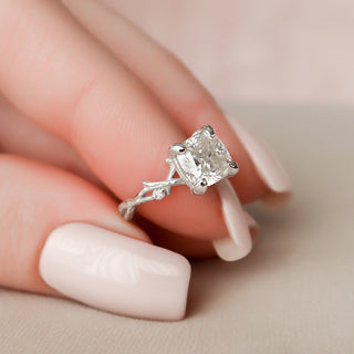 1.50 CT Cushion Twig Style Moissanite Engagement Ring - crownmoissanite