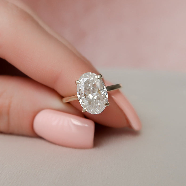 3.0 CT Oval Cut Solitaire Style Moissanite Engagement Ring - crownmoissanite