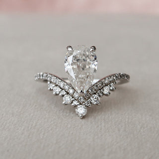 1.5 CT Pear Art Deco Moissanite Engagement Ring - crownmoissanite