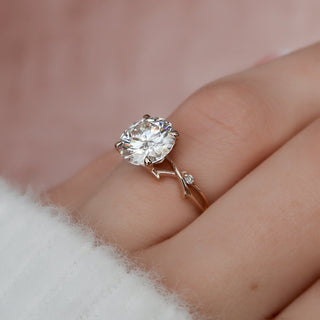 2.5 CT Round Cut Twig Pave Setting Moissanite Engagement Ring - crownmoissanite