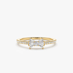 0.25 TCW Baguette and Round Cut Bow Moissanite Wedding Band