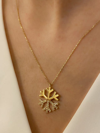 0.25 TCW Round Cut Snow Flake Moissanite Diamond Necklace