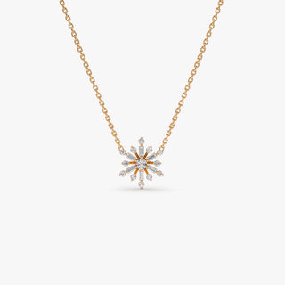 0.25 TCW Baguette and Round Cut Layering Snowflake Diamond Moissanite Necklace