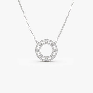 0.44 TCW Round & Baguette Cut Circle Diamond Moissanite Necklace