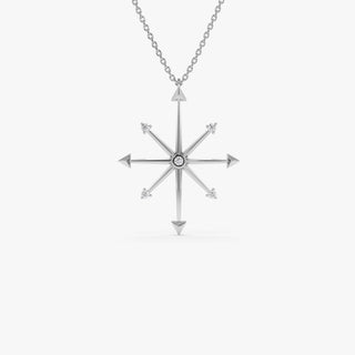 0.11 TCW Round Cut Compass Charm Moissanite Diamond Necklace