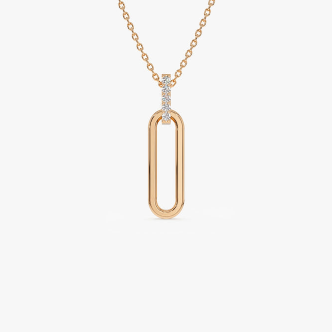 0.05 TCW Round Cut Gold Paper Clip Link Moissanite Diamond Necklace