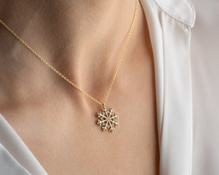 0.45 TCW Round Cut Snowflake Moissanite Diamond Necklace