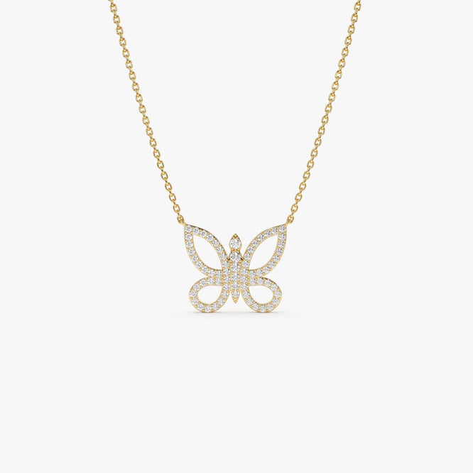 0.35 TCW Round Cut Butterfly Moissanite Diamond Necklace