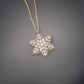 0.80 TCW Round & Baguette Cut Snow Flake Moissanite Diamond Necklace