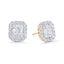 3.34 TCW Round & Baguette Moissanite Diamond Halo Earrings - crownmoissanite