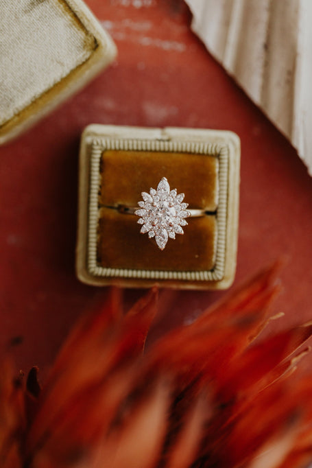 1.0 - 3.0 CT Round Cut Cluster Moissanite Engagement Ring - crownmoissanite