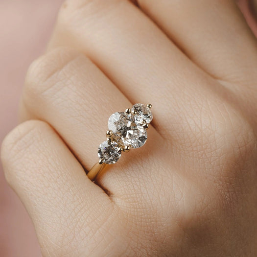 1.5 - 2.5 CT Oval Moissanite Three Stone Engagement Ring