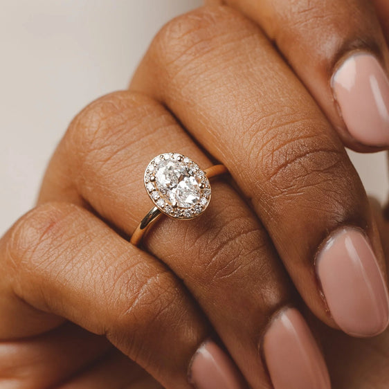 1.5 - 2.5 CT Oval Moissanite Halo Engagement Ring