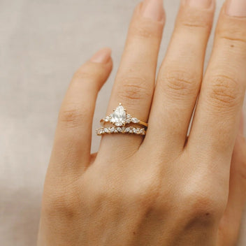 2.0 - 4.0 CT Pear Moissanite Cluster Style Engagement Ring