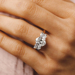 2.0 - 4.0 CT  Oval Moissanite Three stone Engagement Ring