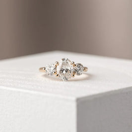 1.5 - 2.5 CT Oval Moissanite Three Stone Engagement Ring