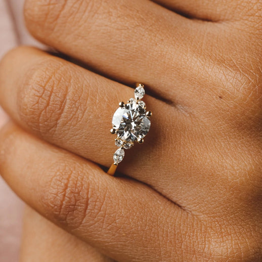 1.5 - 3.5 CT Round Moissanite Cluster Style Engagement Ring