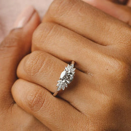 2.0 - 4.0 CT Round Moissanite Cluster Style Engagement Ring