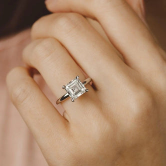 1.5 - 3.5 CT Asscher Moissanite Solitaire Engagement Ring