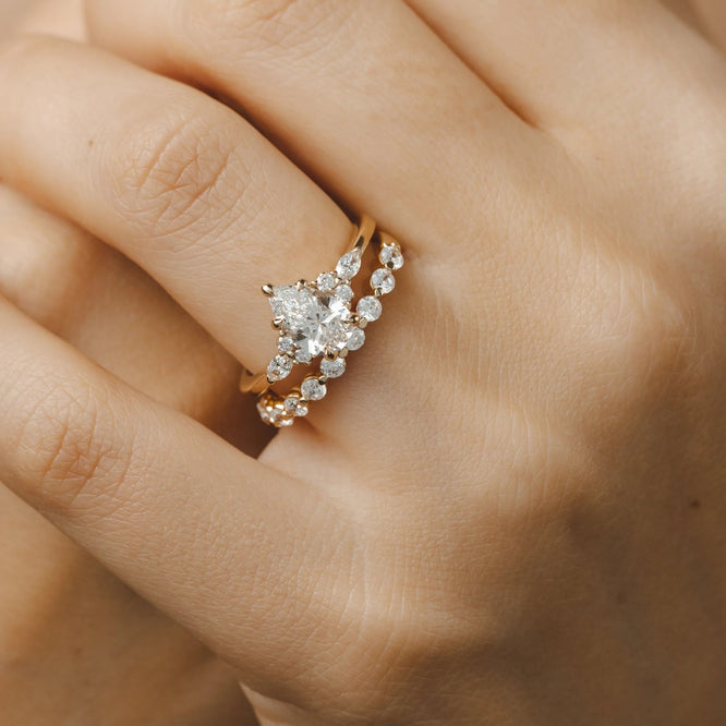 2.0 - 4.0 CT Pear Moissanite Cluster Style Engagement Ring