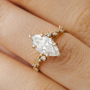 2.5 - 4.0 CT Marquise Moissanite Cluster Style Engagement Ring