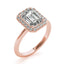2.0 - 4.0 CT Emerald Moissanite Halo Engagement Ring