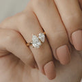 1.0 - 1.5 CT Pear Cut Moissanite Two Stone Engagement Ring