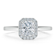 1.0 CT Radiant Shaped Moissanite Halo Engagement Ring - crownmoissanite