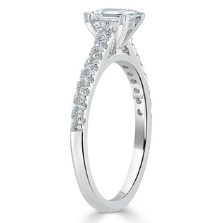 1.0 CT Princess Cut Solitaire Pave Setting Moissanite Engagement Ring - crownmoissanite