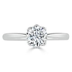 0.75 CT Round Cut Solitaire Moissanite Engagement Ring - crownmoissanite